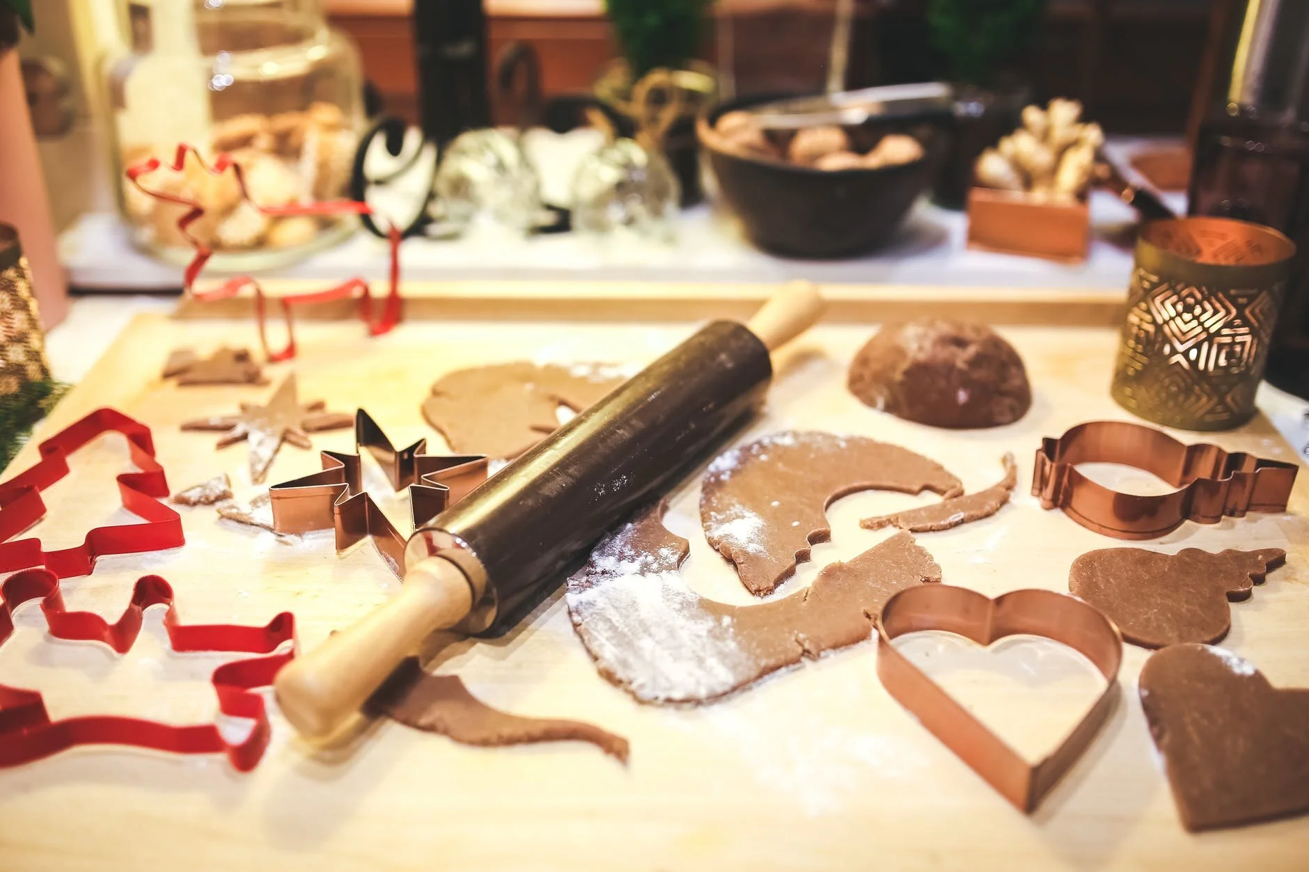 Holiday cookies being decorated