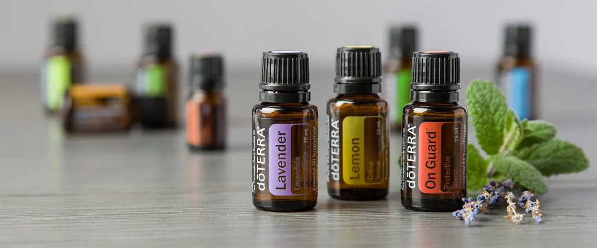Collection of essential oil bottles